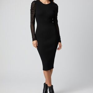 Love Always by FCT, Black Mesh-Sleeve Sweater Dress, Size Large (Pre-Loved)